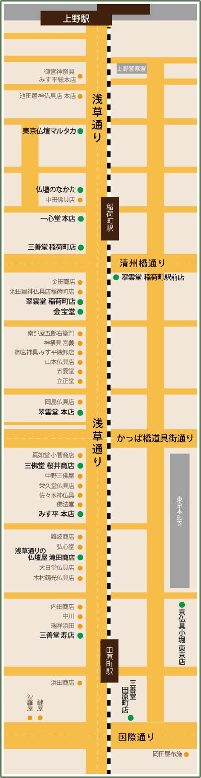 上野・浅草仏壇通りマップ