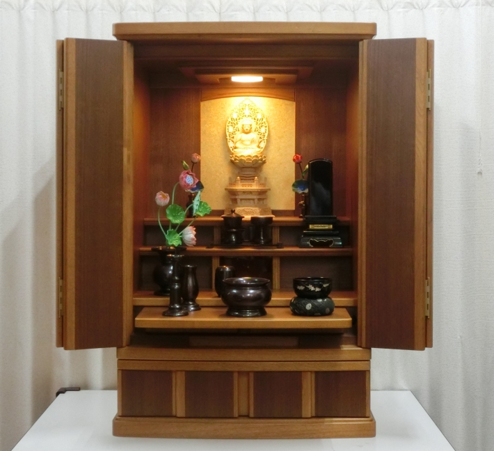 ウォールナット材モダン上置仏壇